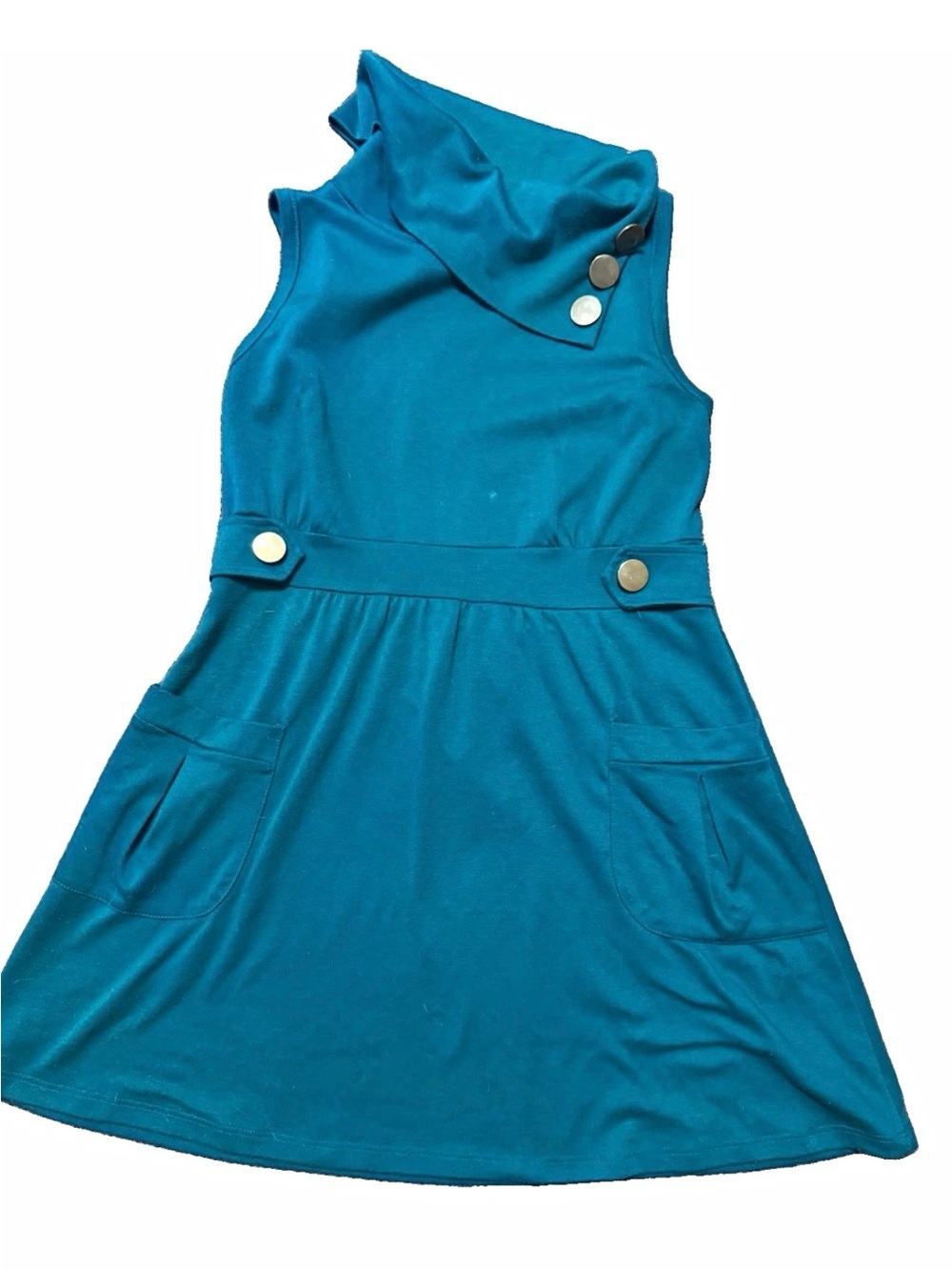 Sleeveless Teal Button-Accent Mini Dress strawberry size l